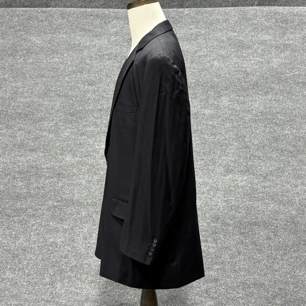 Hong Kong Grand Custom Clothes Blazer Mens 48 Charcoal Pinstripe 2 Button